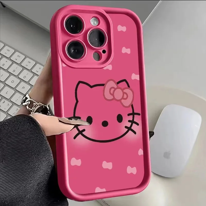 thumbnail image 1 of Sanrio funda de teléfono de Anime para iPhone, 11, 12, 13, 14, 15 Pro Max, X, XS, XR, X, 8, 7 Plus, SE2, funda de silicona, lindo y fresco, Gato de Hello Kitty, 1 of 5
