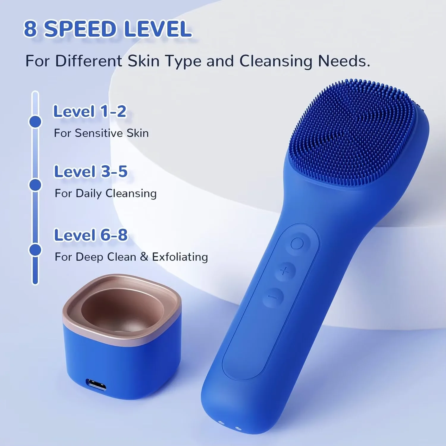 Waterproof Electric Facial Cleansing & Exfoliating Brush with Wall Mount - Perfect Gift