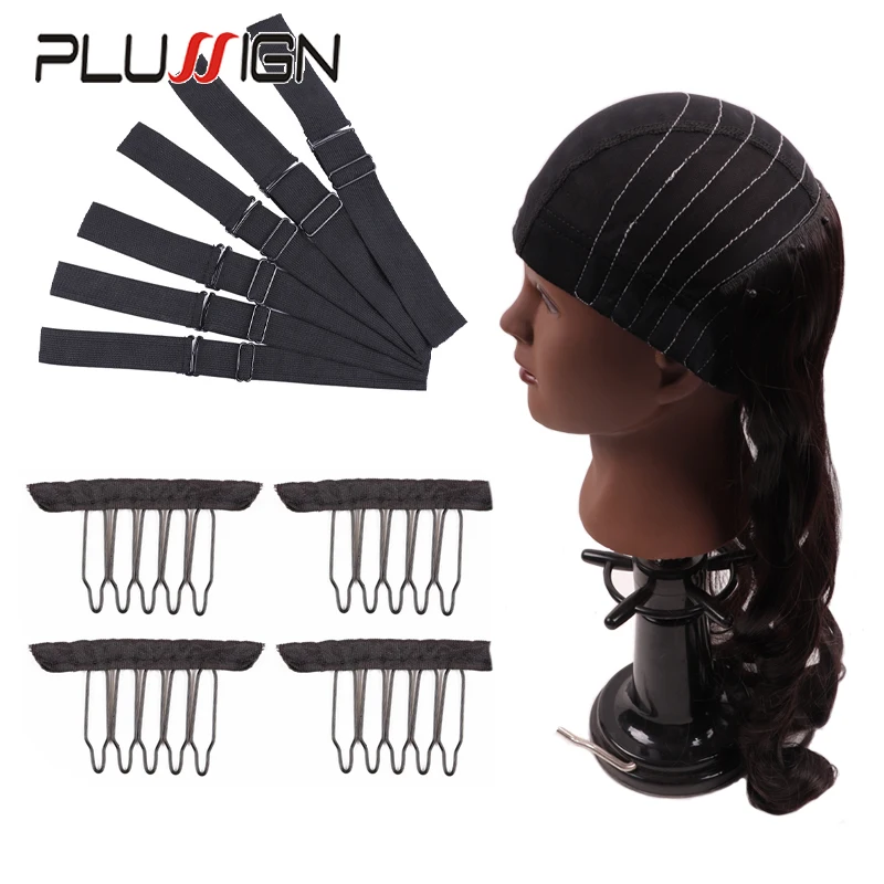 Plussign Guideline Map Wig Caps For Making Wigs Mesh Dome Cap With Belt For Beginners Sewing Wig 1 Elastic Band 4 Combs