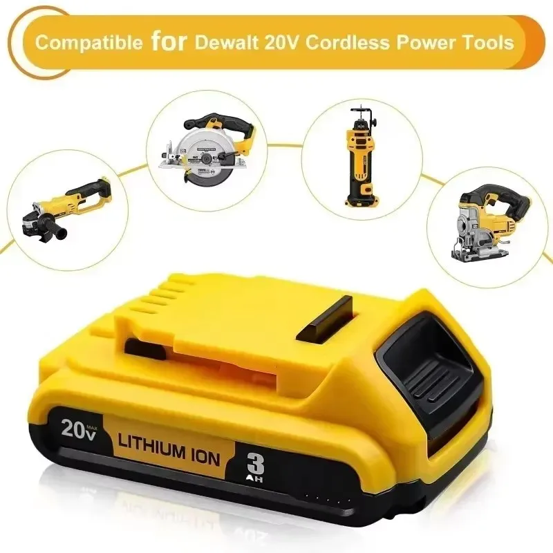 20V 3Ah DCB203 Lithium Battery Replacement for DeWalt 18v 20Volt Max Lithium Ion Battery DCB206 DCB205 DCB204 Power Tools 5