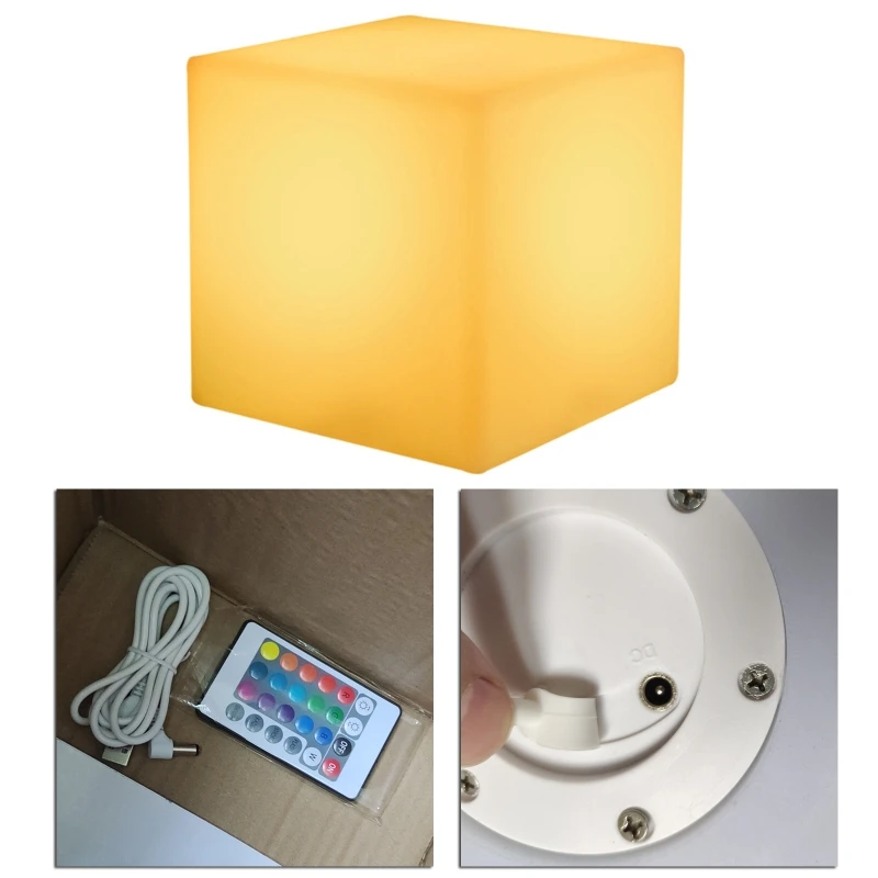 

Glowing Cube Square Stool LED Light Cube for Seat Chair Waterproof Rechargeable Lighting Sitting Stool Multipurpose for Bar P15F