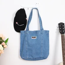 

Denim Letter Zipper Shoulder Bag for Women 2022 New Handbags Casual Jeans Large Capacity Female Chic Shopping Travel Tote Bags