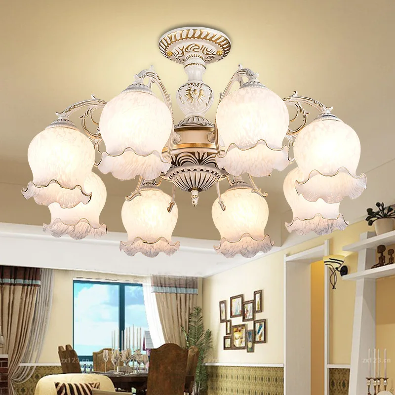 Lighting Living Room European Lamp Simple European Bedroom Iron Chandelier Modern Simple Retro