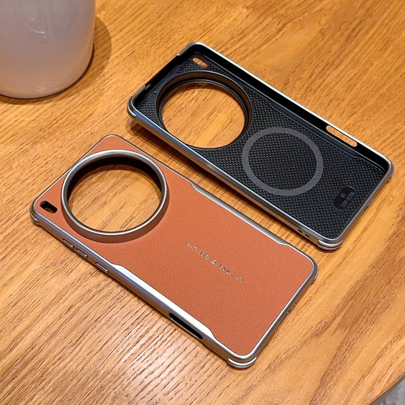 Premium PU Leather Magnetic Wireless Charging Protective Back Cover Case