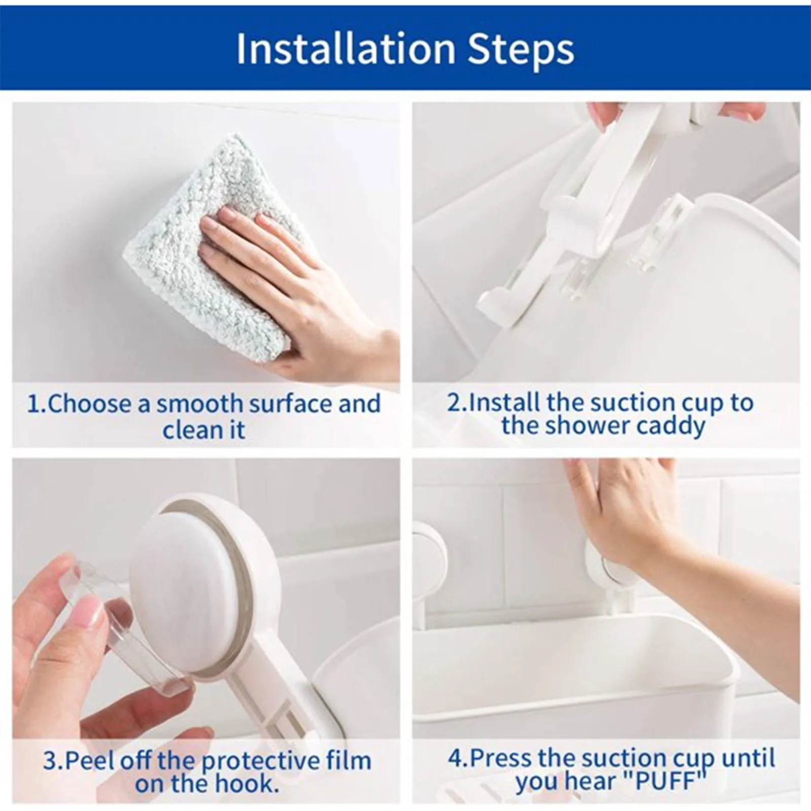 Suction Cup Shower Bathroom Shower Shelf Storage Dry Rack Kitchen