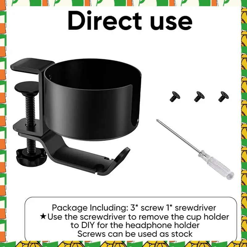 Professional Tool 2 In 1 Desk Cup Holder With Headphone Hanger Spill Resistant Cup Holder For Desktop Coffee Cup/Bottle/Earphone