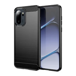 Durable Anti - Knock Soft TPU Silicone Carbon Fiber Full Back Cover for OnePlus 15R (Black)