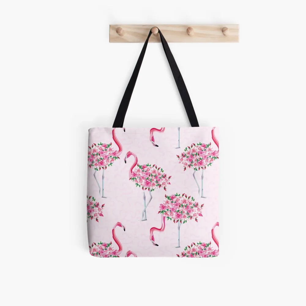 Women Shopper bag Flamingo Vintage Mandala Black Bag Harajuku Shopping Canvas Shopper Bag girl handbag Shoulder Lady Bag