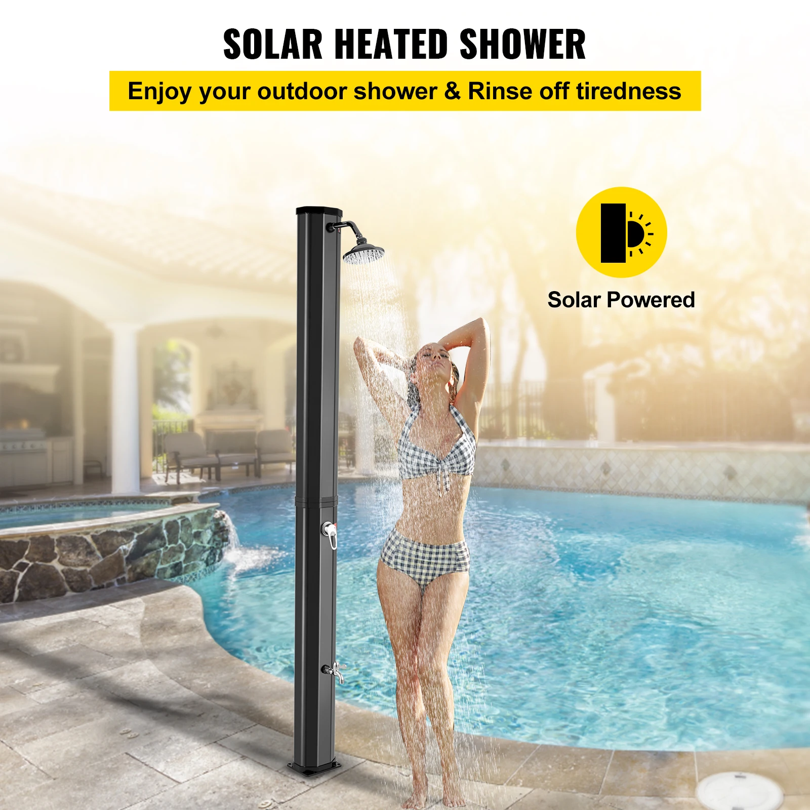 VEVOR Outdoor Solar shower Pool Poolside Shower Panel Faucet Shower System  Waterfall Rain Solar Heated For Garden Swimming Pool