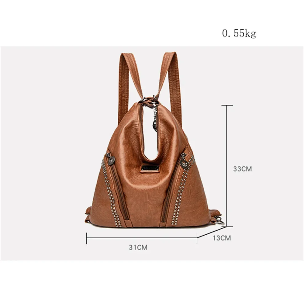 Women High Quality Leather Backpacks Vintage Female Shoulder Bag Sac A Dos Travel Ladies Bagpack Mochilas School Bags for Girls 5