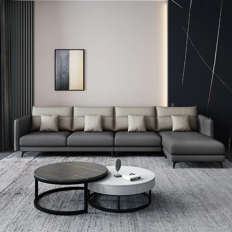 Italian style luxury fabric sofa, modern simple living room technology