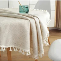French Round Tablecloth Household Circular Table Cover Linen Cotton Tablecloth with Tassels Home Party Wedding Kitchen Decor 2