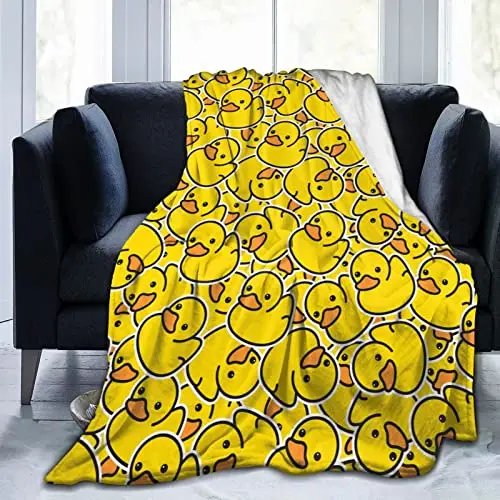 

Cute Rubber Duck Throw Blanket Ultra Soft Warm All Season Yellow Cartoon Ducks Decorative Blankets for Bed Chair Car Sofa Couch