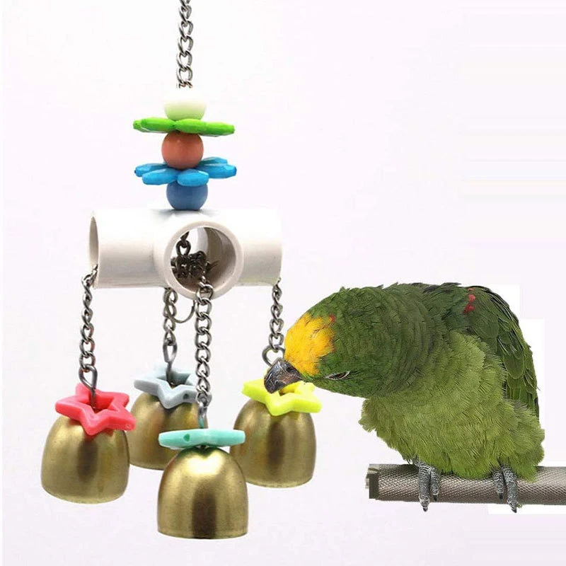 

Parrots Toys Bird Accessories Colorful Beads Bells Pet Bird Toy Swing Stand for Budgie Parakeet Pet Bird Parrot Chew Toys