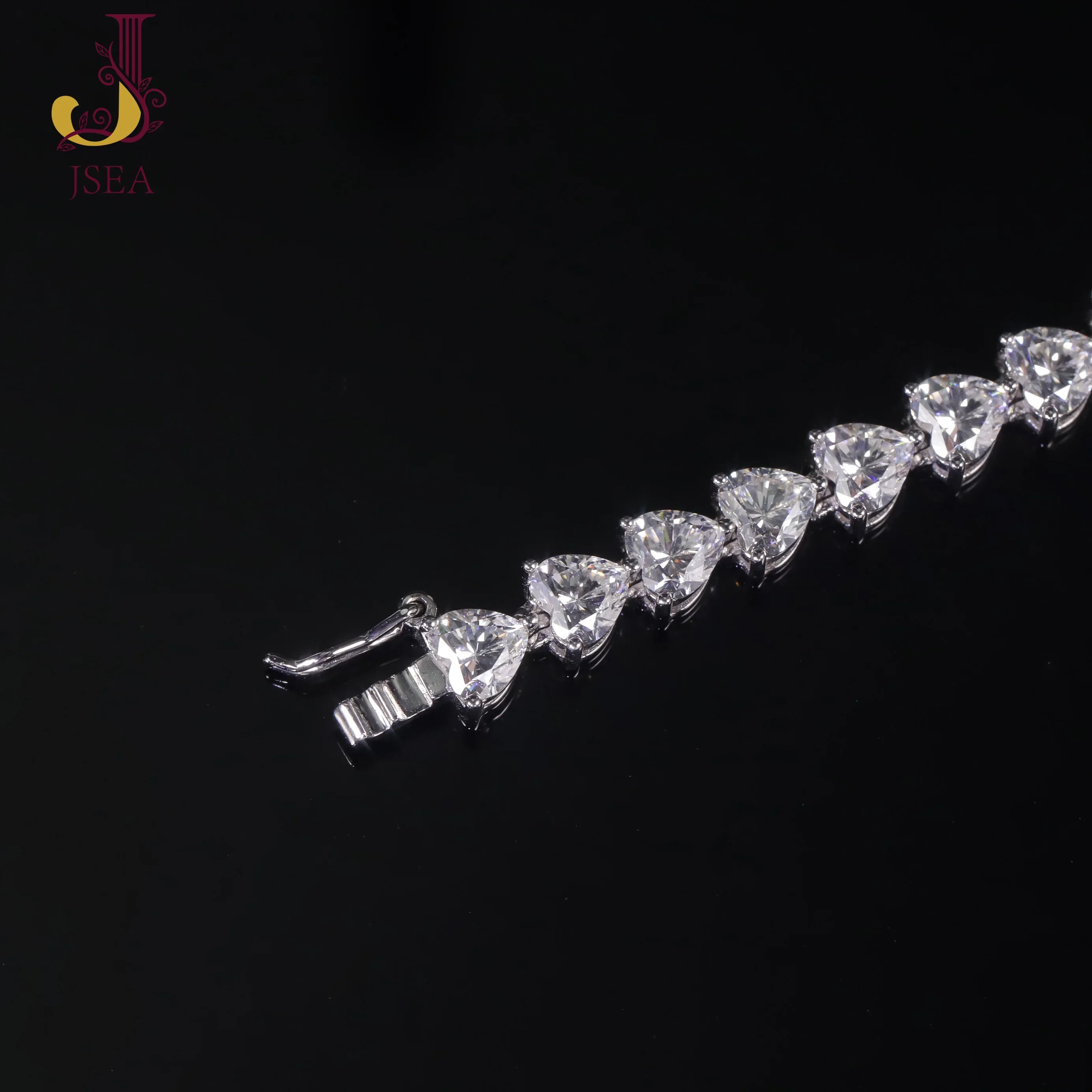 Waterproof 925 Sterling Silver Heart Tennis Bracelet with 5A Cubic Zirconia
