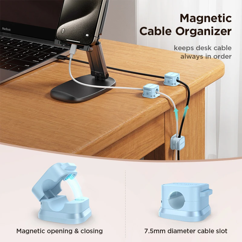 Joyroom Magnetic Colorful Cable Clip Cable Adjustable Cord Holder Under Desk Management Wire Keeper Organizer Holder