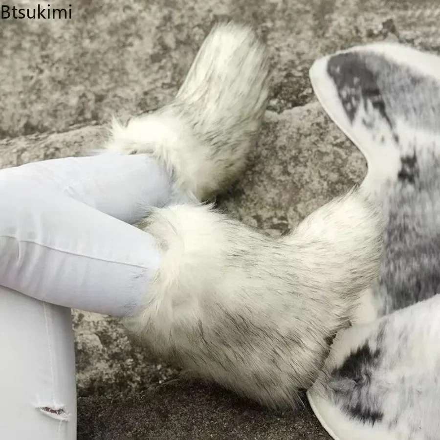 New 2024 Women's Fur Design Snow Boots Winter Leather Fur Integrated Warm Short Boots Female Outdoor Flat Heel Shoes Women Boots