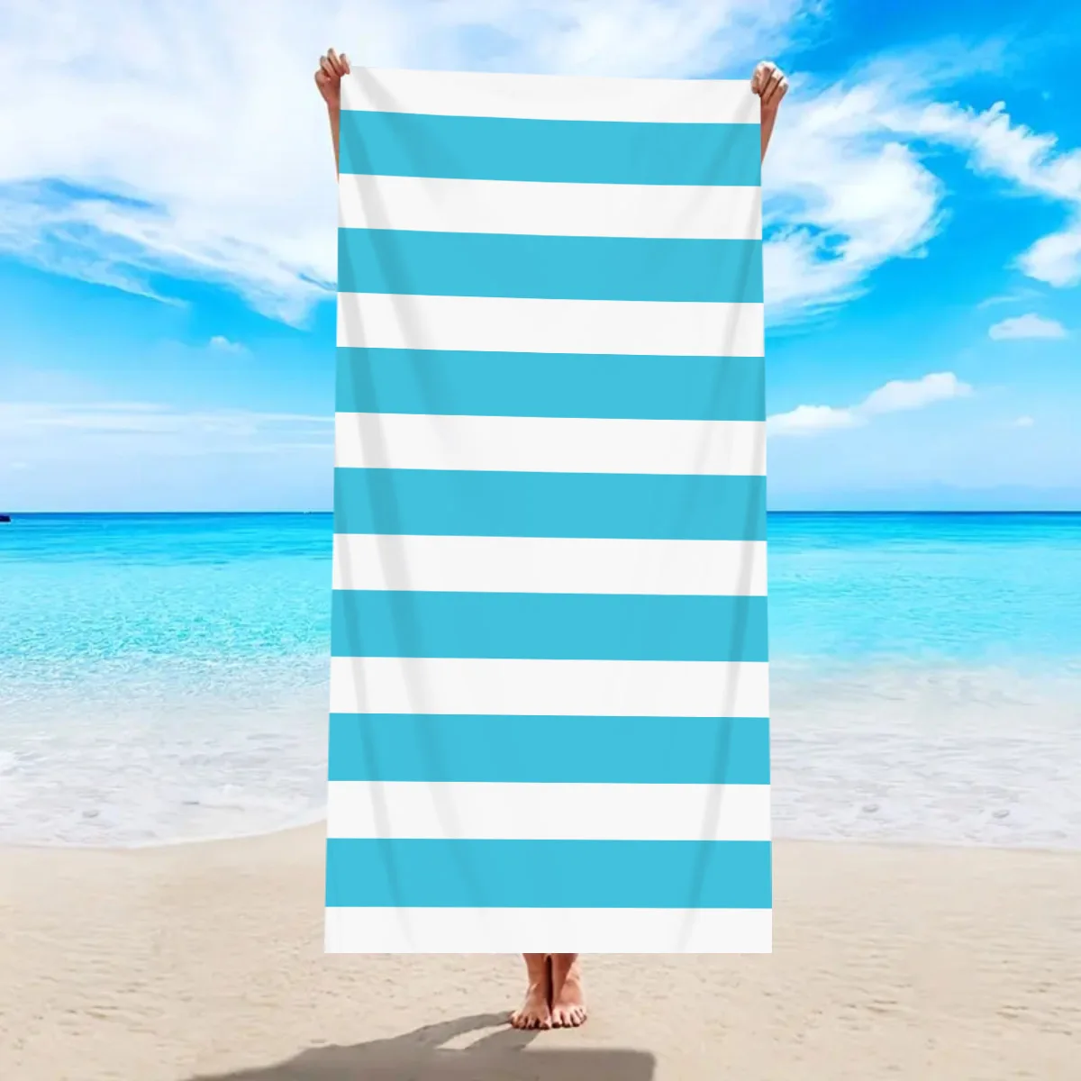 Colorful Striped Beach Towel Quick Drying Absorbent Bath Towel_voghion.com