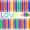 10/20/30PCS Colorful Pop Tube Rainbow Fidget Toys Telescopic Tube Stress Relief Toys Plastic Stretch Pipe Decompression Toy Gift 1