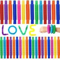 10/20/30PCS Colorful Pop Tube Rainbow Fidget Toys Telescopic Tube Stress Relief Toys Plastic Stretch Pipe Decompression Toy Gift 1