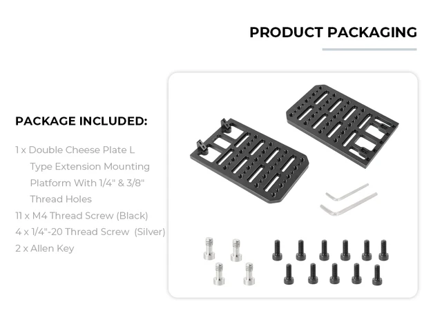Placa Superior 'cheese Plate' NICEYRIG Universal - Roscas 1/4 Y 3/8 Para Jaulas Y Rieles De Cámara