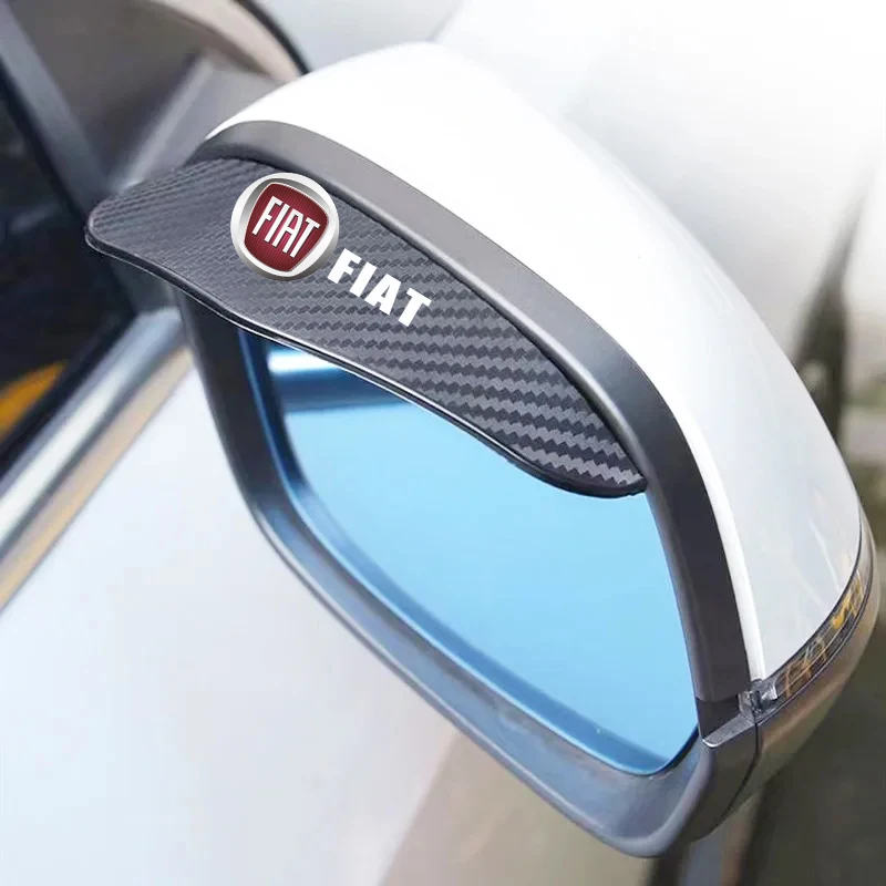 2Pcs Carbon Fiber Car Rearview Mirror Eyebrow Rain Cover For Fiat 500 Punto 124 125 500 Bravo Stilo Panda Abarth Tipo Viaggio