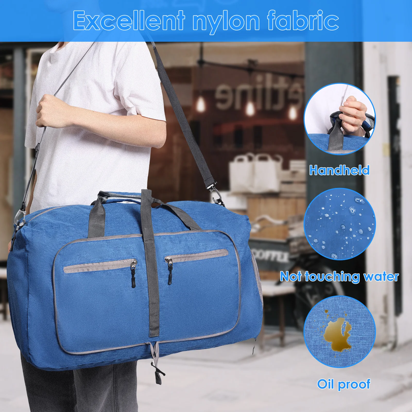 Borsone Da Viaggio Grande 35L - Borsa Sportiva Impermeabile Per Palestra E Weekend - Trolley Con Tasca Frontale E Cinghia Regolabile - Leggera E Antistrappo, Uomo Donna, Nero