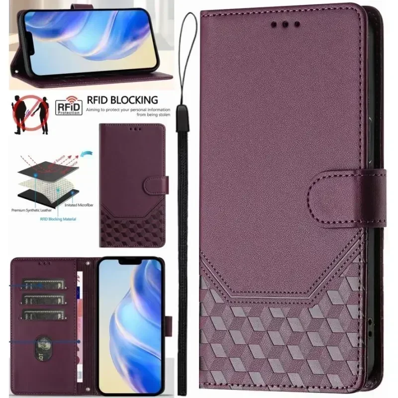 Honeycomb Wallet Phone Cover - Stylish Protective Case