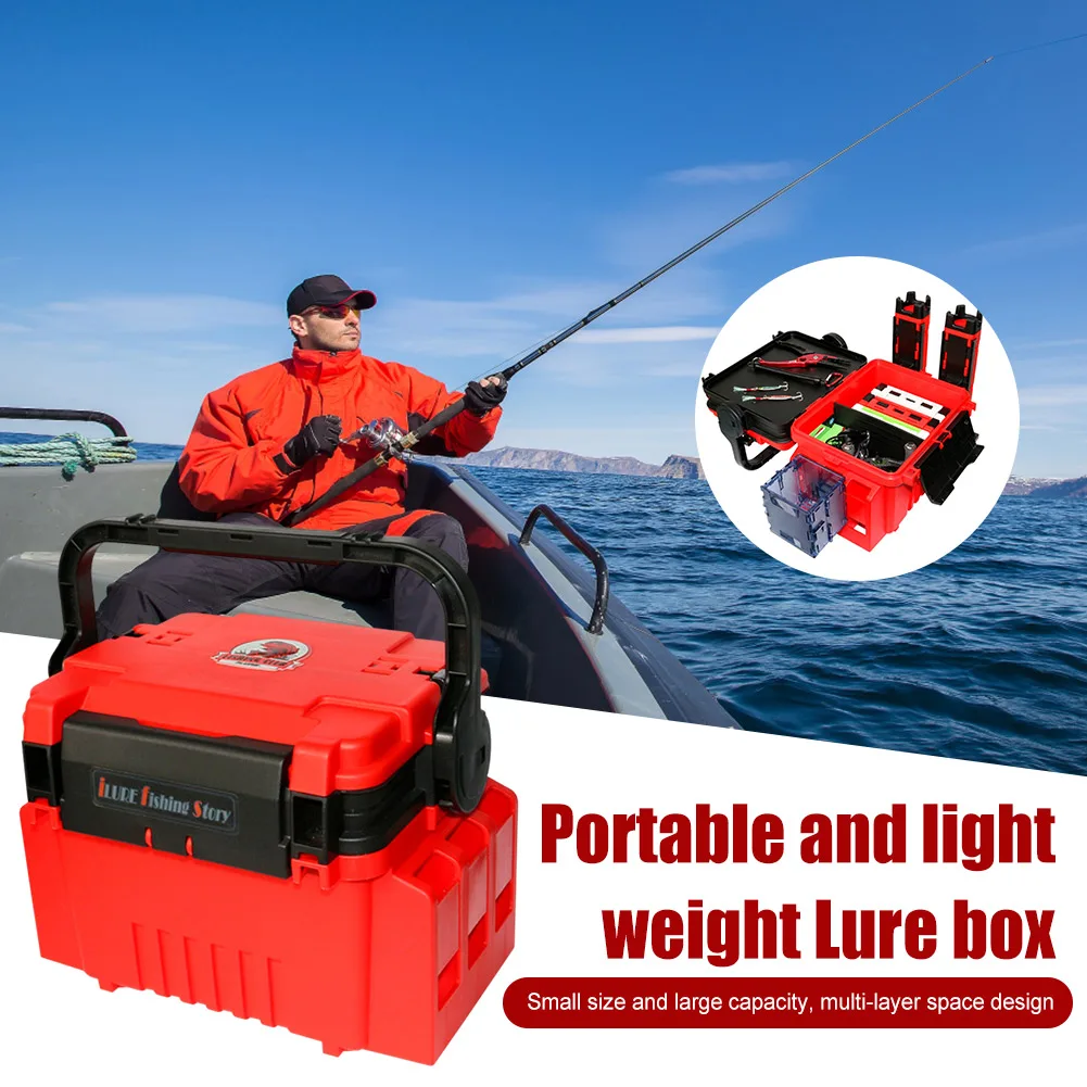 Fishing Tool Box Multi-layer Portable Lure Hook Box Multifunctional Large  Capacity Seatable Rod Insert Slot for Angling Lovers