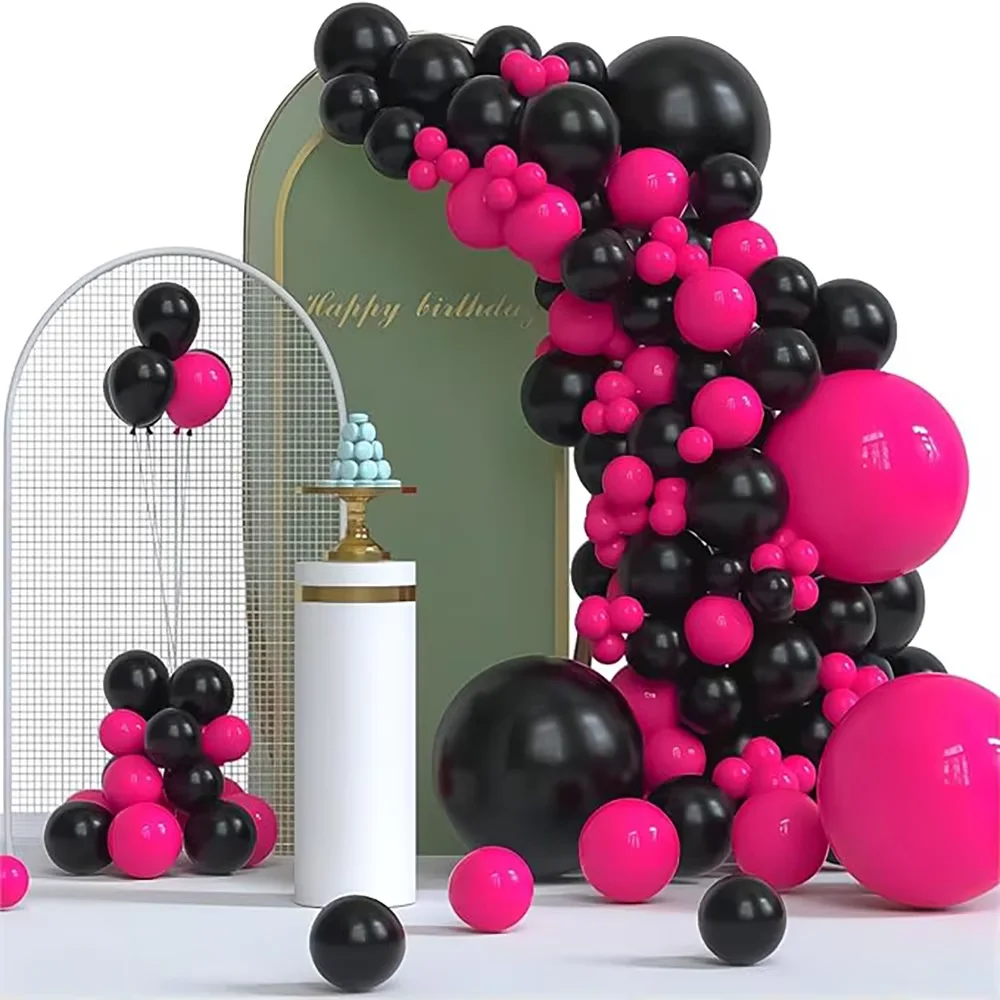 134pcs Pink Balloons Arch Kit Hot Red Rose Gold Balloon Garland Girl Princess Theme Birthday Party Baby Shower Decoration Globos