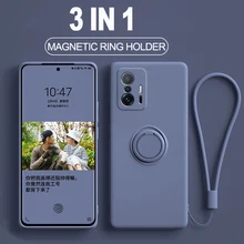 

Liquid Silicon Ring Holder Case Poco X3 Pro Case Soft Strap Funda For Xiaomi Redmi Note 10 Pro 9 Pro 9S Mi 11T 11 Lite 10T Cover