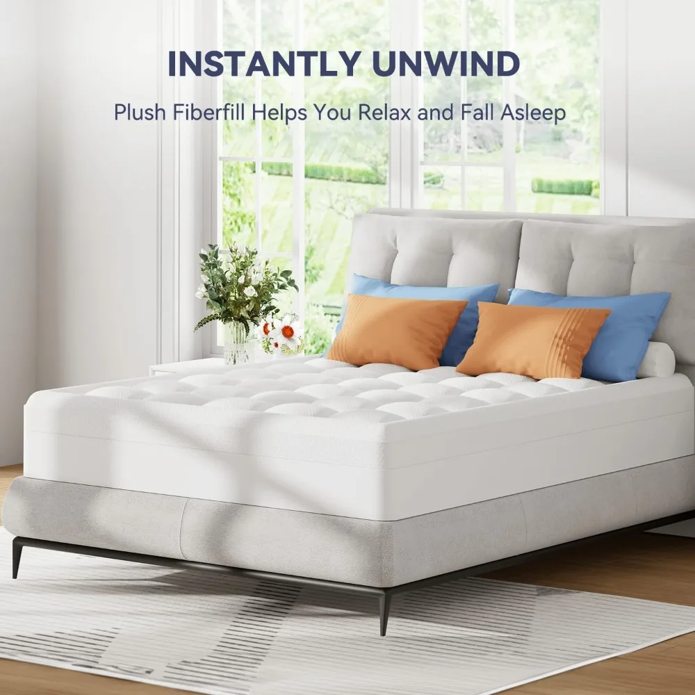 Dual Layer Memory Foam Mattress Topper , Cooling Gel Memory Foam Plus Down Alternative Pillowtop Mattress Padwith Cooling Cover