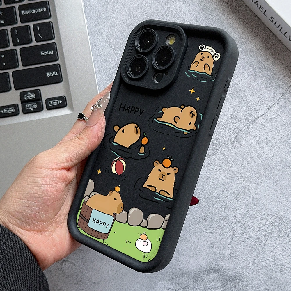 Playful Capybara Soft TPU Phone Case with Ladder Lens Cover