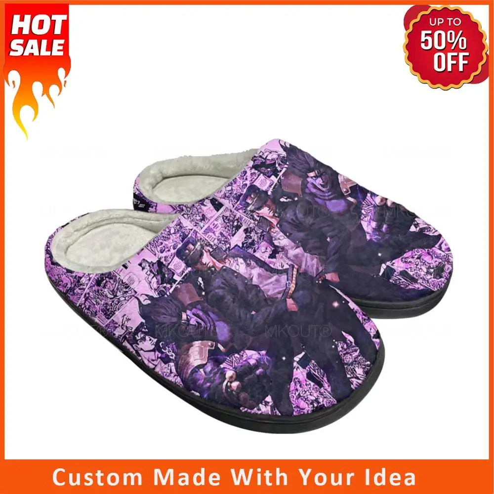 

Японские тапочки в стиле аниме, невероятные приключения Джоджо, тапки для мужчин и женщин, теплые комнатные тапочки на плоской подошве, для дома