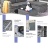 Outdoor Wicker Sectional Sofa Set 6-Piece All-Weather Conversation Furniture Set Grey Rattan Patio Sofas 5