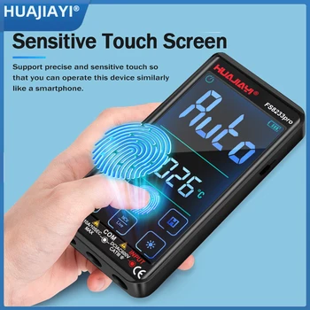 HUAJIAYI 충전식 디지털 멀티미터 터치스크린, 자동 스마트 멀티메트로 9999 카운트 멀티테스터, 전류계 트랜지스터 테스터