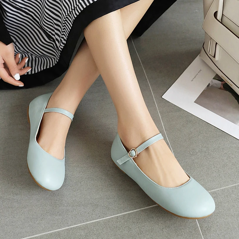 Women loafers Women Flat Mary Janes Classic Round Toe Ballet Shoes Fashion Round Toe Buckle Breathable Ladies Boat Footwear