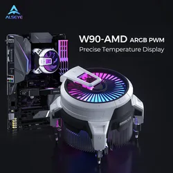 Alseye W90 ARGB CPU Cooler am4 rgb PWM 4 Pin Fan 90 mm Precise Temperature Display Support AM4 AM5