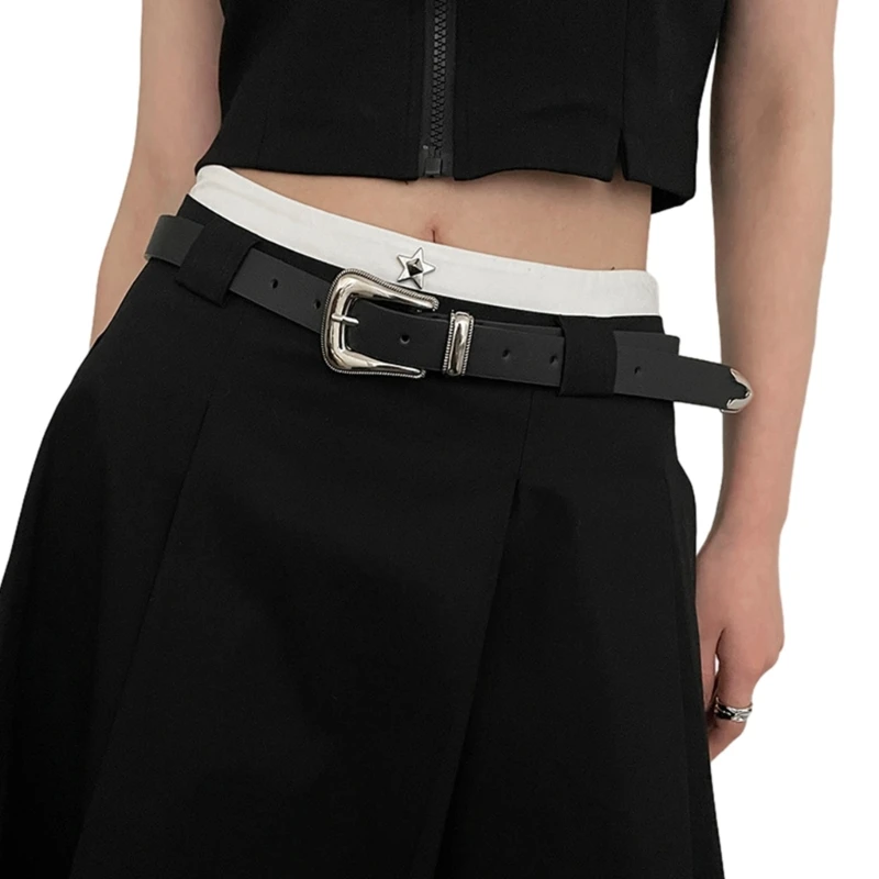 

Women PU Belt Casual Metal Buckle Waist Belt Subculture Pin Buckle Waistband Jeans Pants Belt Girls Clothing Accessories