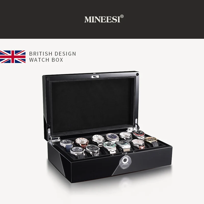 MINEESI Wholesale OEM ODM High Quality watch storage box collection box pear flower wood high-grade watch box Fingerprint Unlock
