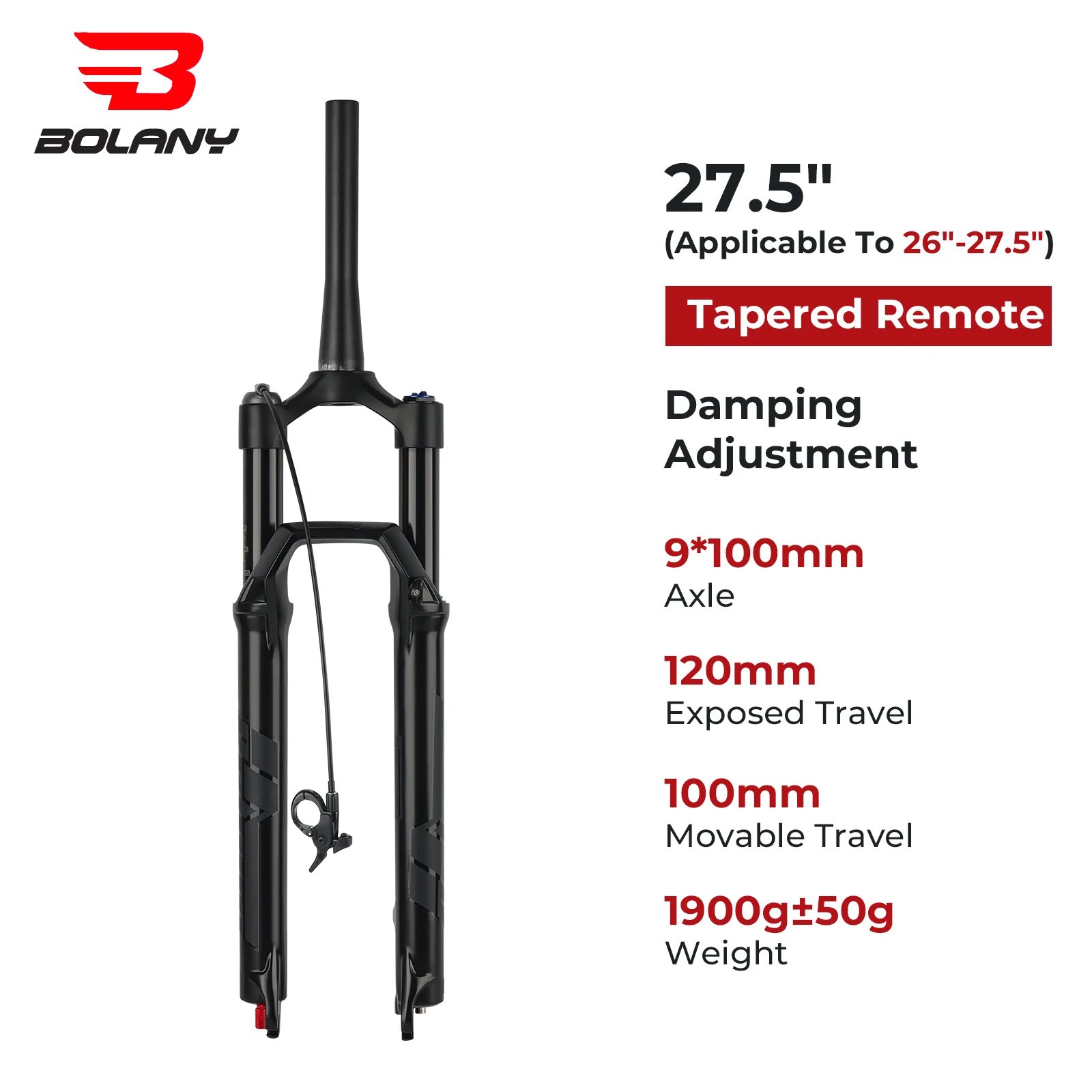 BOLANY Fourche à suspension de vélo 27,5/29 120 mm