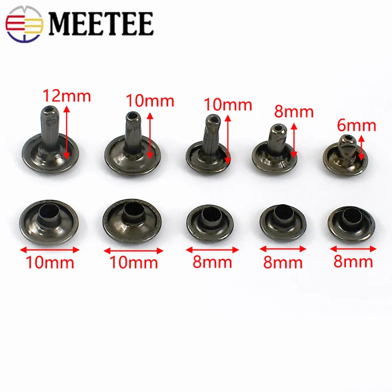 10PCS Metal Rivet Double Cap Studs Leather Screw Belt Rivets Leather Craft  Decor