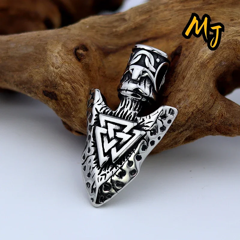 

Vintage Norse Stainless Steel Spear Necklace Men's Viking Nordic Compass And Valknut Pendant Necklaces Nordic Amulet Jewelry