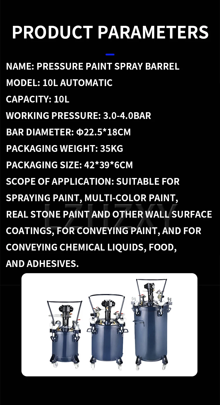 10L Automatic Pressure Paint Tank Spray Gun Sprayer Pressure Regulator Manual Au