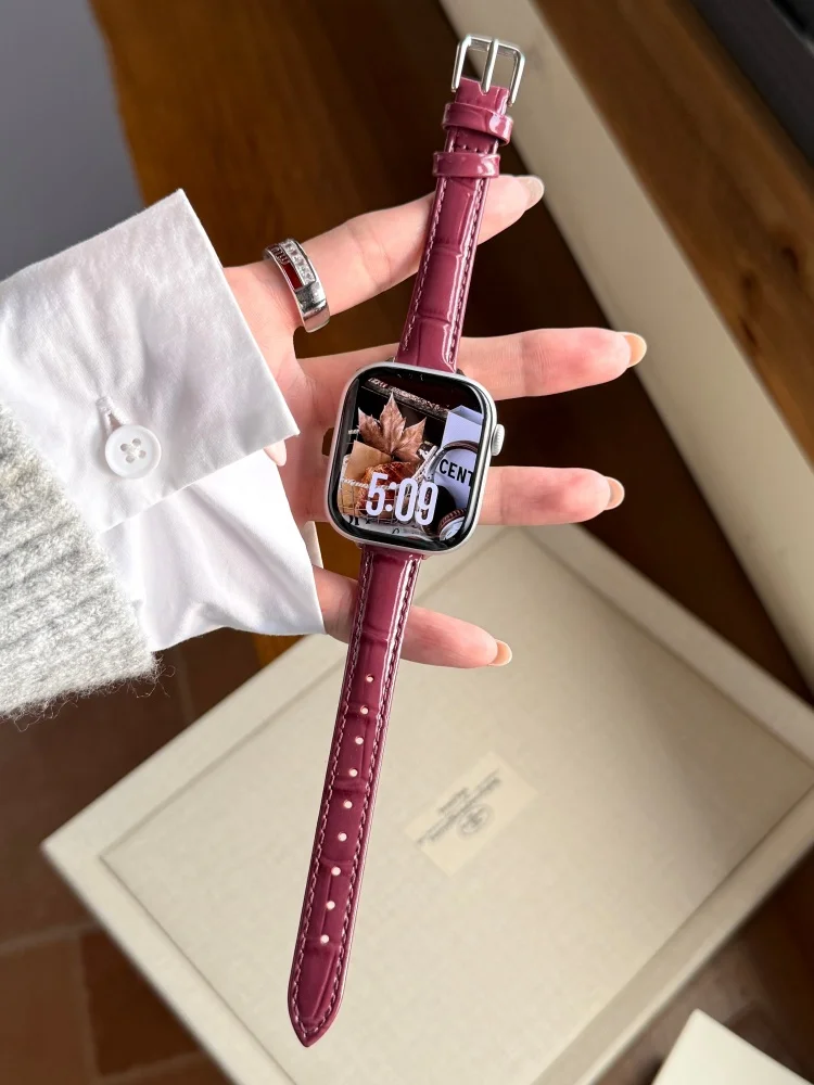 لامعة حلقة من جلد ل iWatch الترا 11 10 9 8 7 6 5 S...