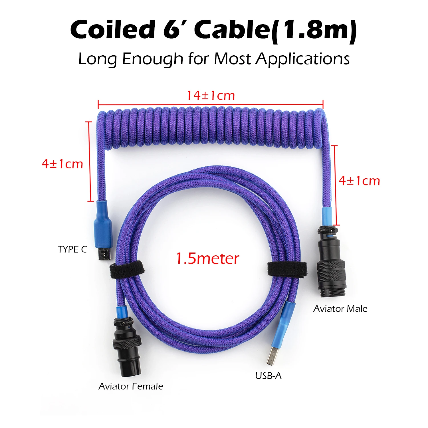 Dropshipping Coiled 1.8M Type C USB Cable gx16 for Keyboard Aviator Connector Spiral Paracord with Double Sleeve