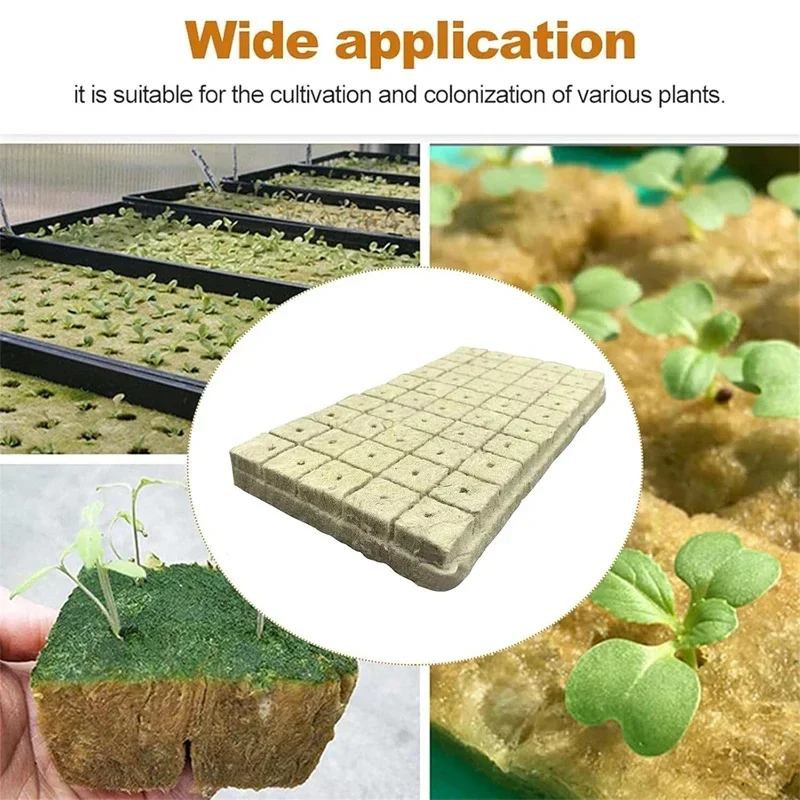 Stonewool Hydroponic Grow Media Cubes Garden Seedling Block Water Cultivation Plant Seed Sowing Germination Blocks 500/50PCS hydroponic grow media cubes soilless planting substrate