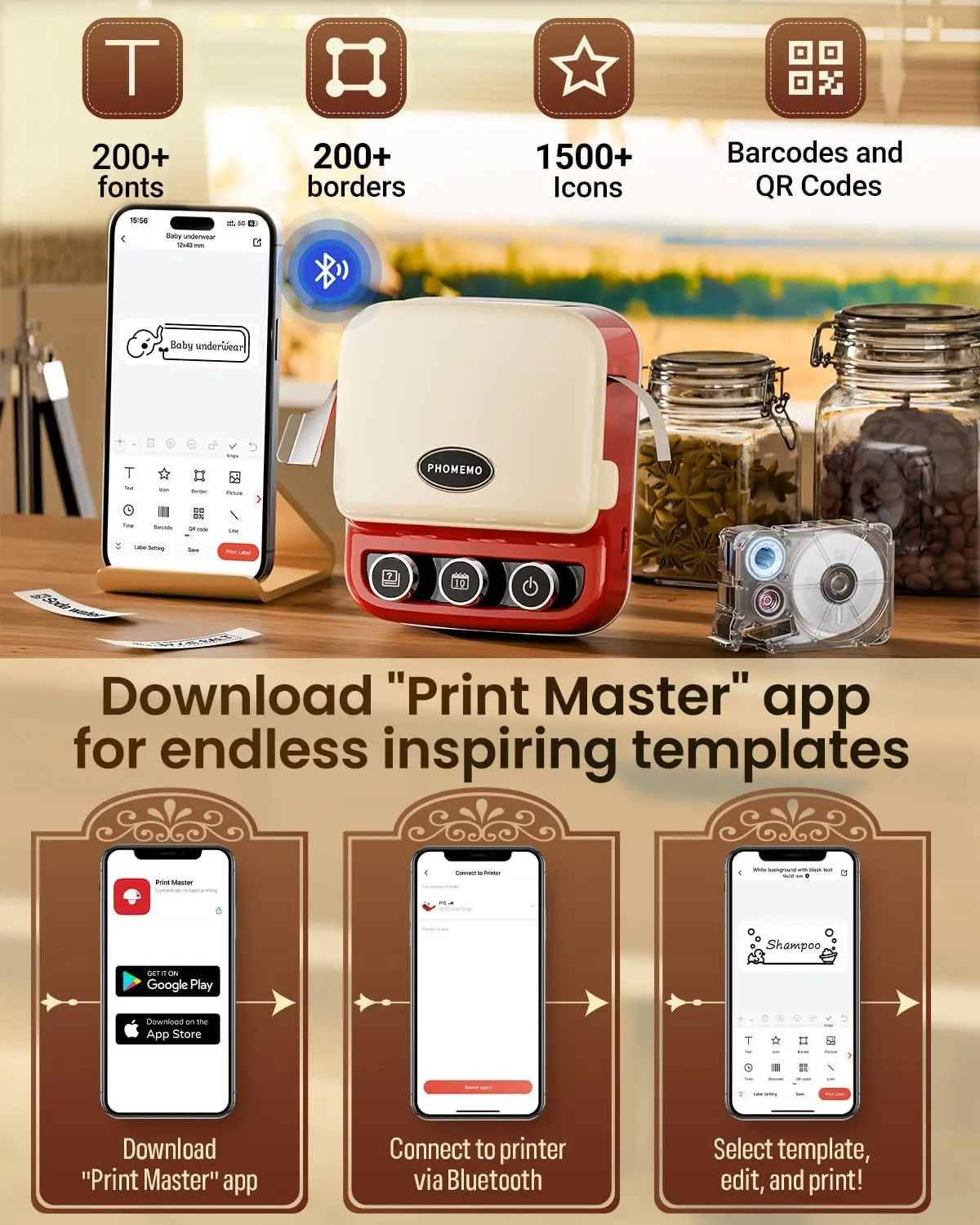 [신형] 포메모 P15 라벨 프린터 블루투스 무선 휴대용 프린터 충전식 열전사 프린팅