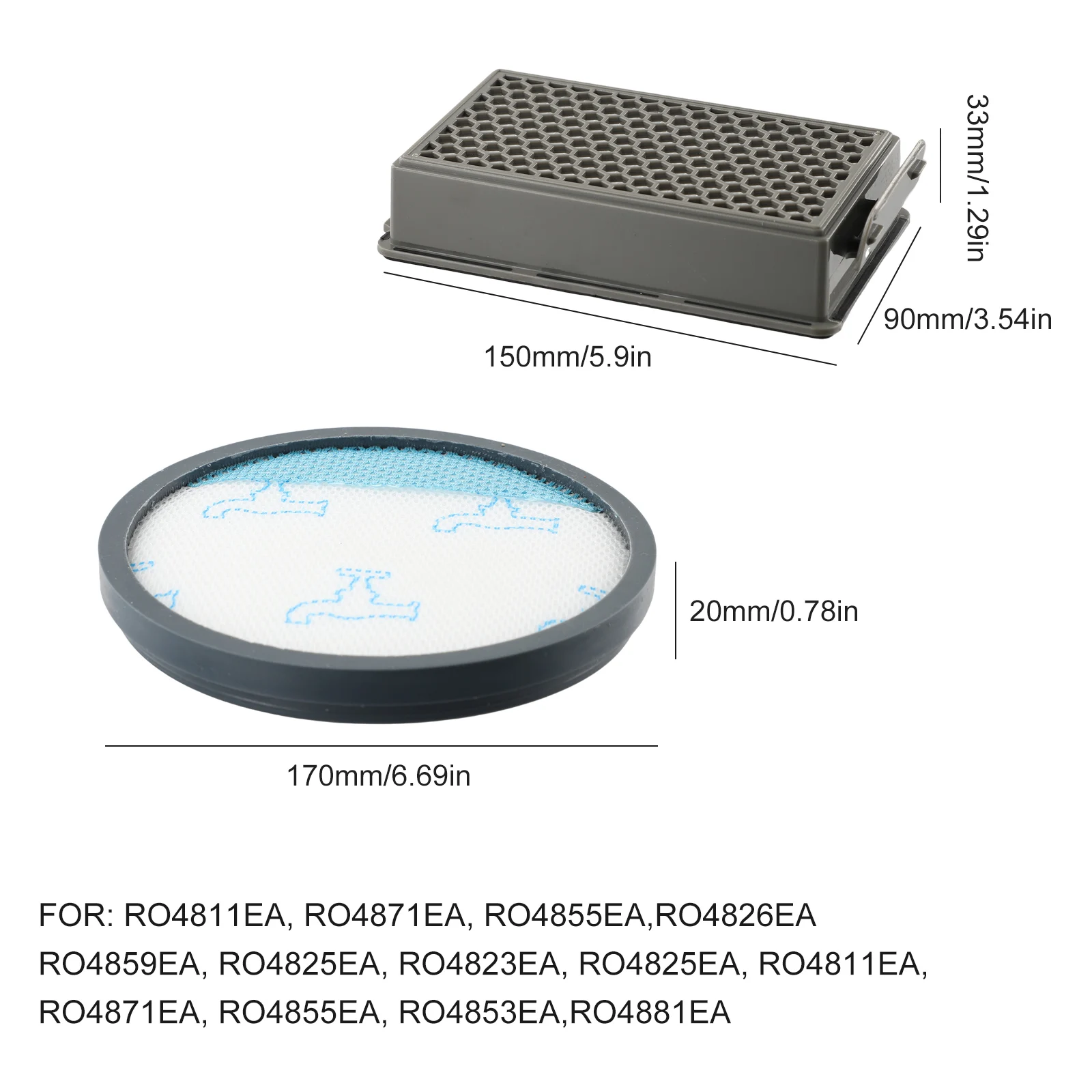 Set Vacuum Cleaner Filter For Rowenta Compact Power XXL Serie