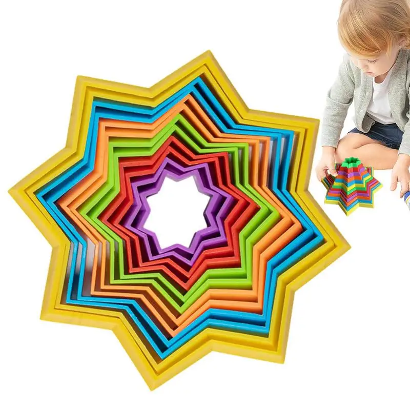 Colorful Fidget Toy Set Montessori Fine Motor Skills Toys Spiral Eight-Pointed Star Hand Fingertip Spinning Toy Gifts Supplies